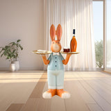 Maxbell Rabbit Statue Multifunctional Key Storage Tray for Tabletop Bedroom Entryway Orange Male