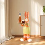 Maxbell Rabbit Statue Multifunctional Key Storage Tray for Tabletop Bedroom Entryway Orange Female