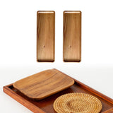 Maxbell 2x Wood Serving Trays Simple Coffee Trays for Themed Party Tea Room Home Use Rectangle 29x10.5 cm