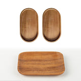 Maxbell 2x Wood Serving Trays Simple Coffee Trays for Themed Party Tea Room Home Use Oval 19 cmx10.5 cm