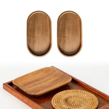 Maxbell 2x Wood Serving Trays Simple Coffee Trays for Themed Party Tea Room Home Use Oval 19 cmx10.5 cm