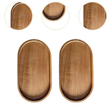 Maxbell 2x Wood Serving Trays Simple Coffee Trays for Themed Party Tea Room Home Use Oval 19 cmx10.5 cm
