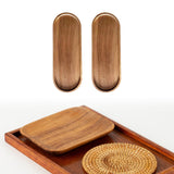 Maxbell 2x Wood Serving Trays Simple Coffee Trays for Themed Party Tea Room Home Use Oval 29 cmx10.5 cm