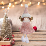 Maxbell Christmas Tree Hanging Ornament Angel Doll Pendant for Celebration Fireplace Pink