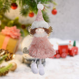 Maxbell Christmas Tree Hanging Ornament Angel Doll Pendant for Celebration Fireplace Pink