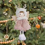 Maxbell Christmas Tree Hanging Pendant Christmas Stuffed Doll for Office Living Room Pink