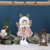 Maxbell Christmas Tree Hanging Pendant Christmas Stuffed Doll for Office Living Room Pink