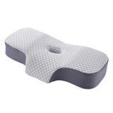 Maxbell Neck Pillow Washable Memory Foam Breathable Lightweight Cervical Pillow White Blue Gray