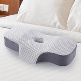 Maxbell Neck Pillow Washable Memory Foam Breathable Lightweight Cervical Pillow White Blue Gray