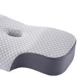 Maxbell Neck Pillow Washable Memory Foam Breathable Lightweight Cervical Pillow White Blue Gray