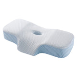 Maxbell Neck Pillow Washable Memory Foam Breathable Lightweight Cervical Pillow White Light Blue