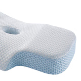 Maxbell Neck Pillow Washable Memory Foam Breathable Lightweight Cervical Pillow White Light Blue