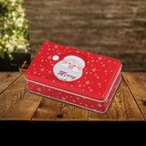 Maxbell Christmas Tin Box Gift Box Cute Case for Christmas Party Favor Holiday Santa Claus Red