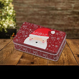 Maxbell Christmas Tin Box Gift Box Cute Case for Christmas Party Favor Holiday Santa Claus Dark Red