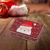 Maxbell Christmas Tin Box Gift Box Cute Case for Christmas Party Favor Holiday Santa Claus Dark Red
