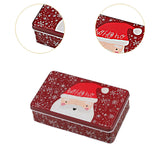 Maxbell Christmas Tin Box Gift Box Cute Case for Christmas Party Favor Holiday Santa Claus Dark Red