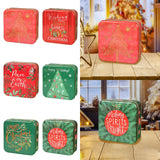 Maxbell Christmas Cookie Tin Cartoon Iron Cookie Case Box for Party New Year Holiday Red Christmas Tree