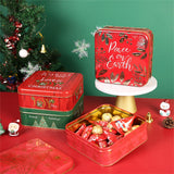 Maxbell Christmas Cookie Tin Cartoon Iron Cookie Case Box for Party New Year Holiday Red Christmas Tree