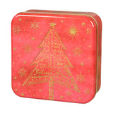 Maxbell Christmas Cookie Tin Cartoon Iron Cookie Case Box for Party New Year Holiday Red Christmas Tree