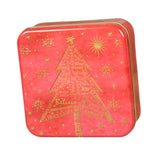 Maxbell Christmas Cookie Tin Cartoon Iron Cookie Case Box for Party New Year Holiday Red Christmas Tree