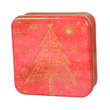 Maxbell Christmas Cookie Tin Cartoon Iron Cookie Case Box for Party New Year Holiday Red Christmas Tree