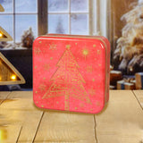 Maxbell Christmas Cookie Tin Cartoon Iron Cookie Case Box for Party New Year Holiday Red Christmas Tree