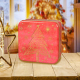 Maxbell Christmas Cookie Tin Cartoon Iron Cookie Case Box for Party New Year Holiday Red Christmas Tree