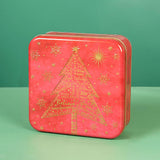 Maxbell Christmas Cookie Tin Cartoon Iron Cookie Case Box for Party New Year Holiday Red Christmas Tree