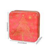 Maxbell Christmas Cookie Tin Cartoon Iron Cookie Case Box for Party New Year Holiday Red Christmas Tree