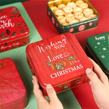 Maxbell Christmas Cookie Tin Cartoon Iron Cookie Case Box for Party New Year Holiday Red JOY