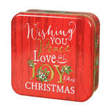 Maxbell Christmas Cookie Tin Cartoon Iron Cookie Case Box for Party New Year Holiday Red JOY