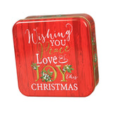 Maxbell Christmas Cookie Tin Cartoon Iron Cookie Case Box for Party New Year Holiday Red JOY