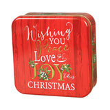 Maxbell Christmas Cookie Tin Cartoon Iron Cookie Case Box for Party New Year Holiday Red JOY