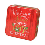 Maxbell Christmas Cookie Tin Cartoon Iron Cookie Case Box for Party New Year Holiday Red JOY