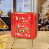 Maxbell Christmas Cookie Tin Cartoon Iron Cookie Case Box for Party New Year Holiday Red JOY