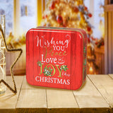 Maxbell Christmas Cookie Tin Cartoon Iron Cookie Case Box for Party New Year Holiday Red JOY