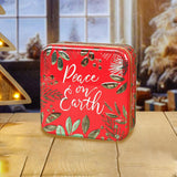 Maxbell Christmas Cookie Tin Cartoon Iron Cookie Case Box for Party New Year Holiday Red Peace