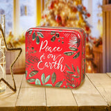 Maxbell Christmas Cookie Tin Cartoon Iron Cookie Case Box for Party New Year Holiday Red Peace