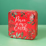 Maxbell Christmas Cookie Tin Cartoon Iron Cookie Case Box for Party New Year Holiday Red Peace