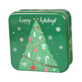 Maxbell Christmas Cookie Tin Cartoon Iron Cookie Case Box for Party New Year Holiday Green Christmas Tree