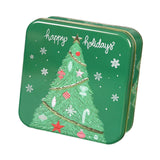Maxbell Christmas Cookie Tin Cartoon Iron Cookie Case Box for Party New Year Holiday Green Christmas Tree