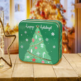 Maxbell Christmas Cookie Tin Cartoon Iron Cookie Case Box for Party New Year Holiday Green Christmas Tree