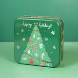 Maxbell Christmas Cookie Tin Cartoon Iron Cookie Case Box for Party New Year Holiday Green Christmas Tree