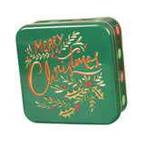 Maxbell Christmas Cookie Tin Cartoon Iron Cookie Case Box for Party New Year Holiday Green MERRY
