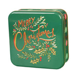 Maxbell Christmas Cookie Tin Cartoon Iron Cookie Case Box for Party New Year Holiday Green MERRY