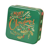 Maxbell Christmas Cookie Tin Cartoon Iron Cookie Case Box for Party New Year Holiday Green MERRY