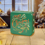 Maxbell Christmas Cookie Tin Cartoon Iron Cookie Case Box for Party New Year Holiday Green MERRY
