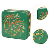 Maxbell Christmas Cookie Tin Cartoon Iron Cookie Case Box for Party New Year Holiday Green MERRY