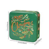 Maxbell Christmas Cookie Tin Cartoon Iron Cookie Case Box for Party New Year Holiday Green MERRY