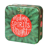 Maxbell Christmas Cookie Tin Cartoon Iron Cookie Case Box for Party New Year Holiday Green SPIRITS